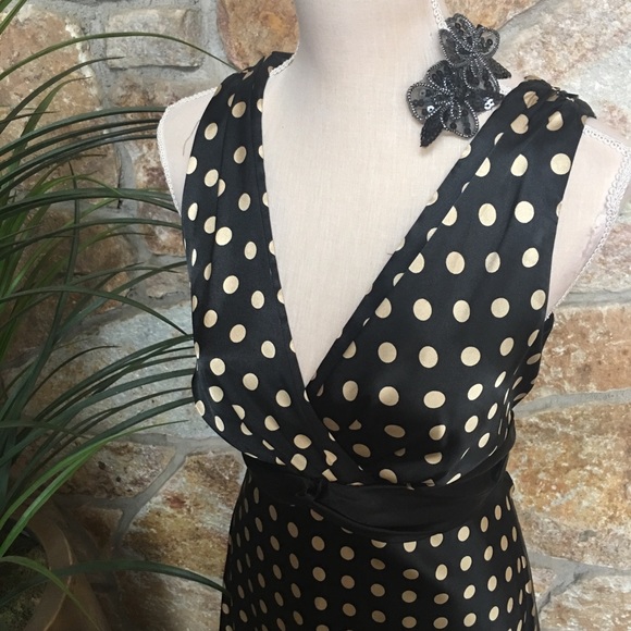 Jessica Howard Black Gold Polka Dot Dress - Picture 4 of 8